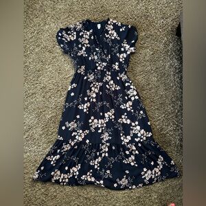 Gap XL Navy Blue with Pink Flowers dress